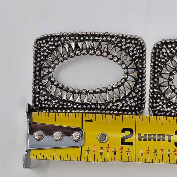 Vintage Shoe Clips Cut Steel Style Silvertone Reenactment Costume Shoe Buckles - Picture 8 of 8